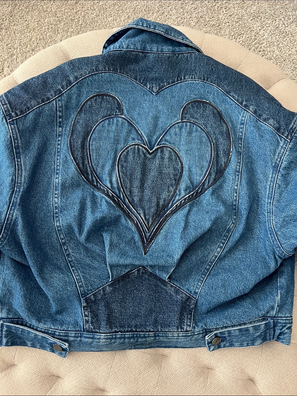 NWT Bimba y Lola heart-embroidered denim jacket  XS/S
